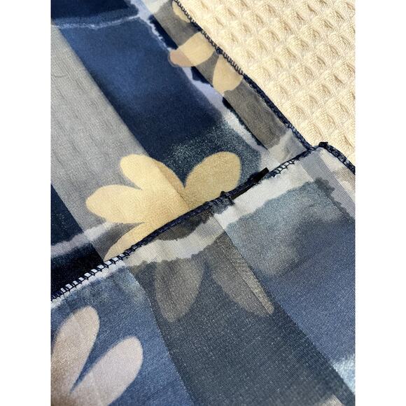 Silkey Y2K Style Blue Floral Preppy Retro Long Neck Scarf 60 inches by 14 inches - Picture 6 of 8